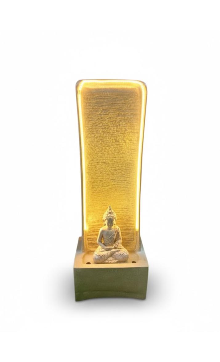 3feet Water Fountain Cream Buddha Garden Water Fountain Indoor Outdoor Fountain for Home Office Living Room Decor with LED Lights and Water Pump