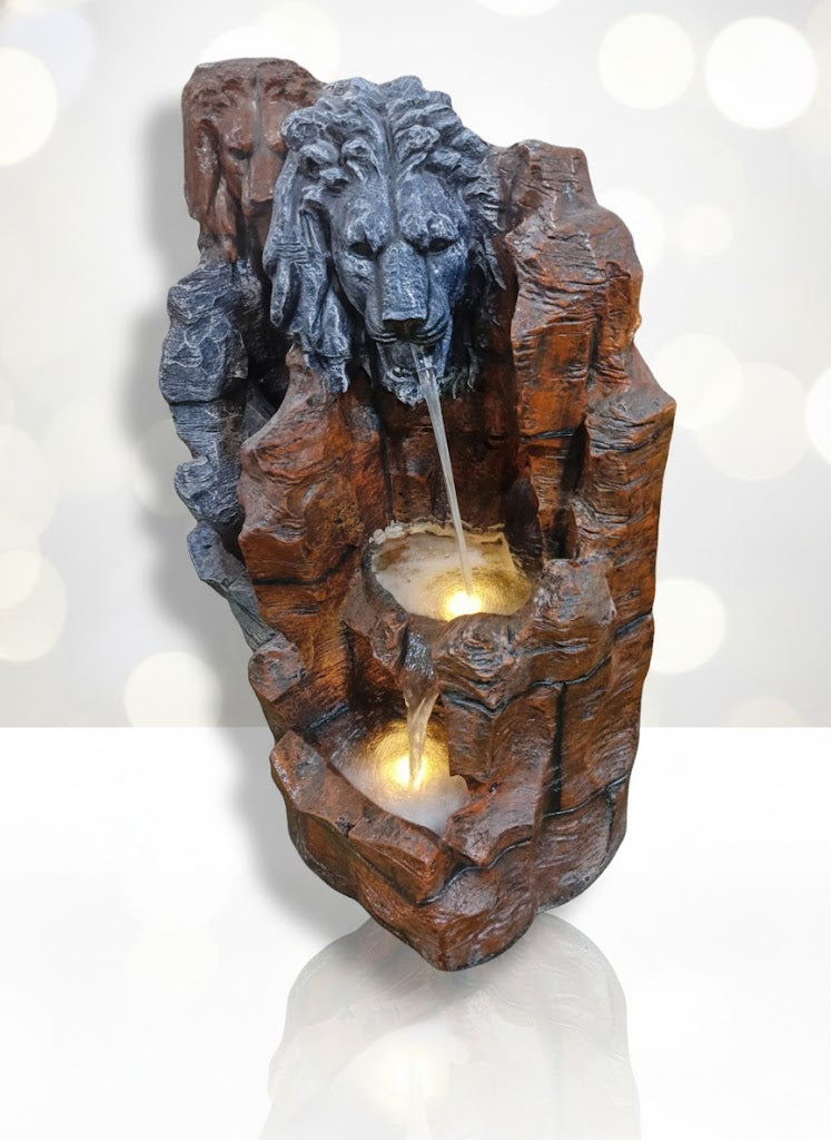 Lion Head Water Fountain 3 FT | with LED Lights