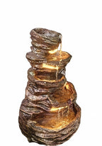 5-Step Stone Fiber LED Water Fountain – Home & Garden Décor (Brown)