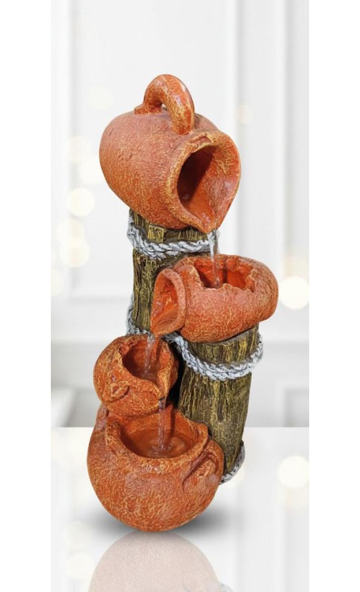 2.8 Feet Rassi Matka Water Fountain with LED Light- Indoor Outdoor Decorative Waterfall Feature with Sanskrit Shloka Design for Home, Office & Hotel Decor