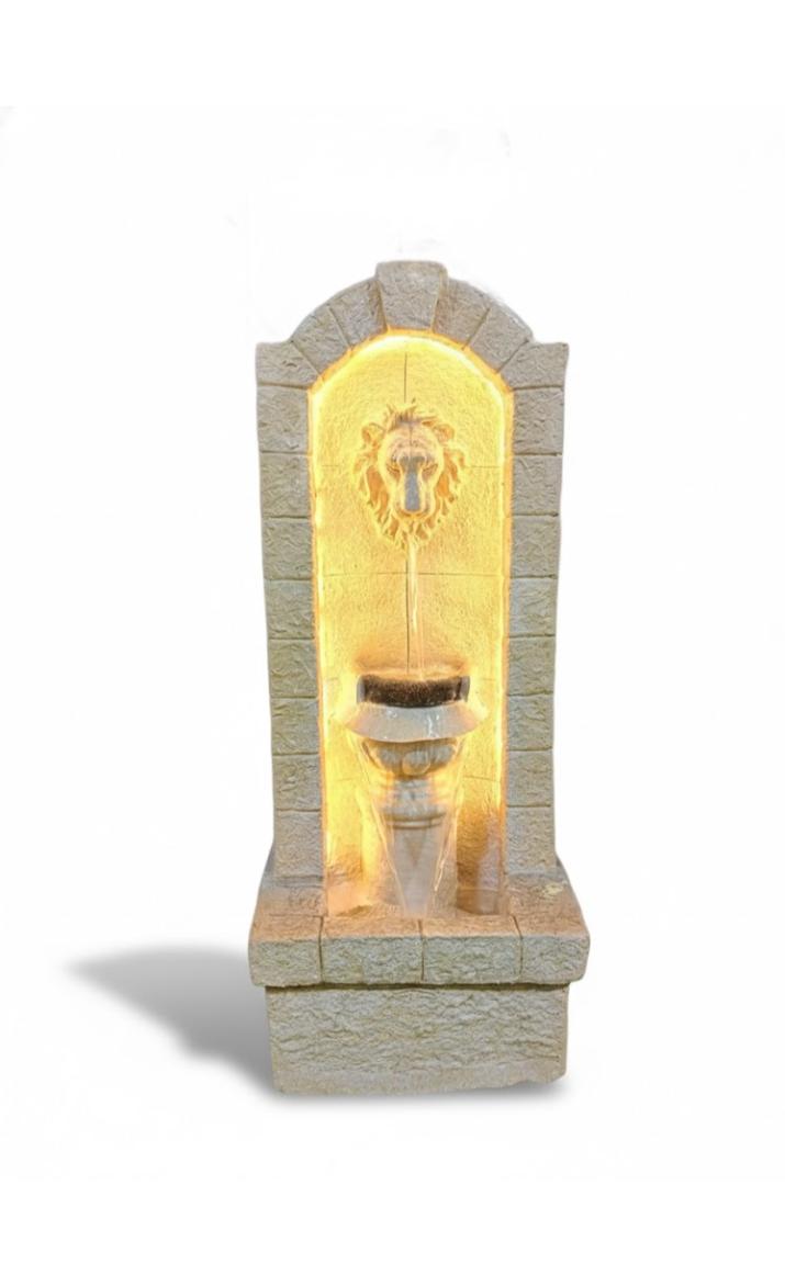3.5ft Mini Lion Water Fountain for Home Decor | Indoor Tabletop Office | Lawn Balcony | Gift Gifting with LED Lights Water Pump | Lion Water Fountain(Beige)