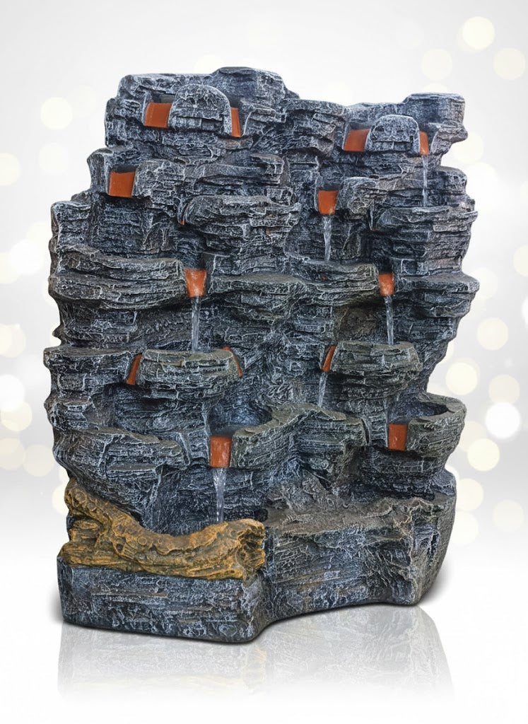 5 Layer 2.4 feet Stacked Pot Water Fountain for Home, Office, Garden Black Color