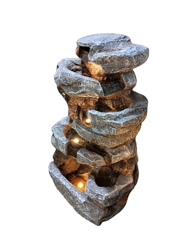 Water Fountain Double Spiral Rock Look Fiber Water Fountain