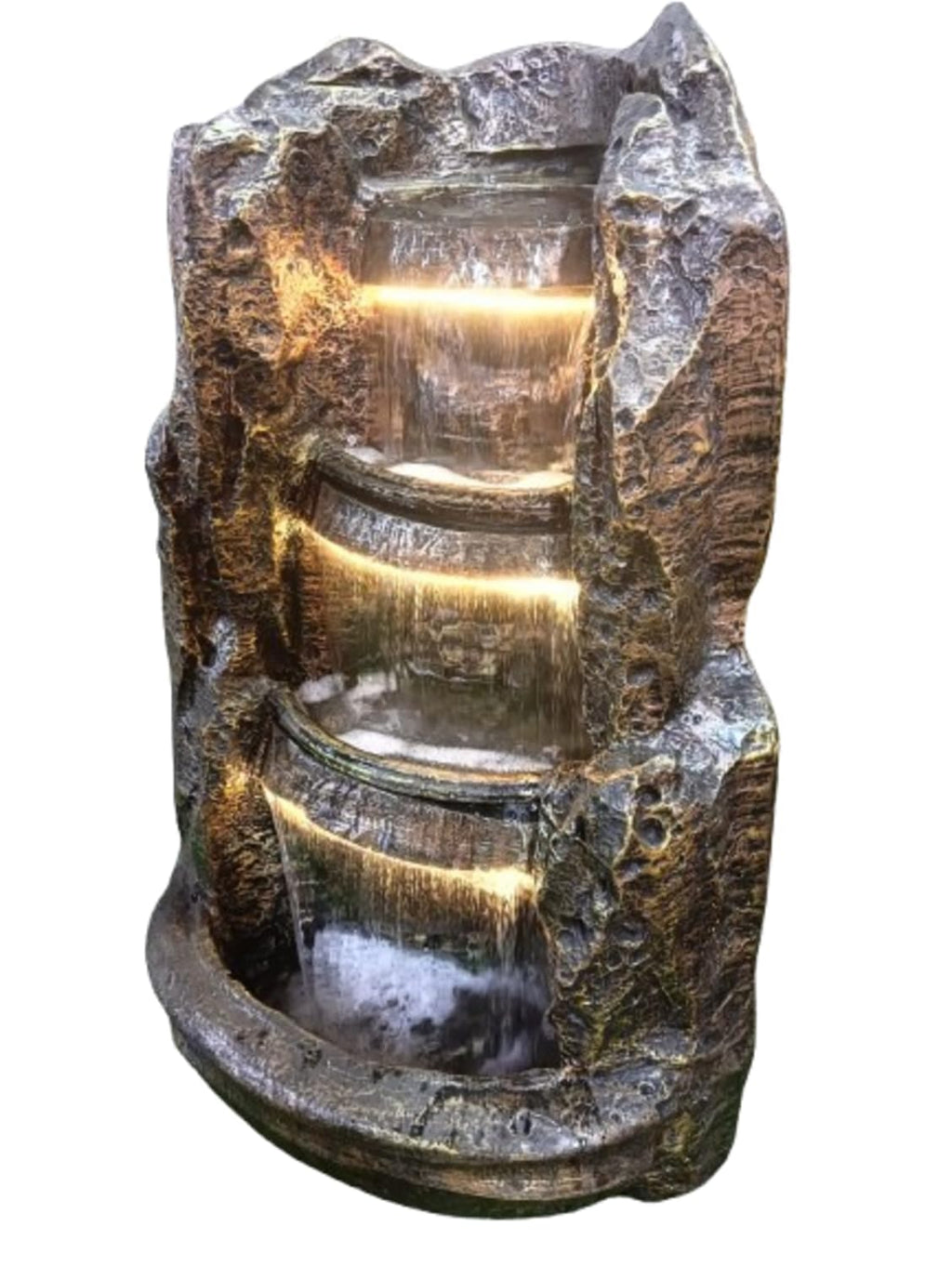Rock Style 4-Tier Cascading Waterfall Fountain with LED