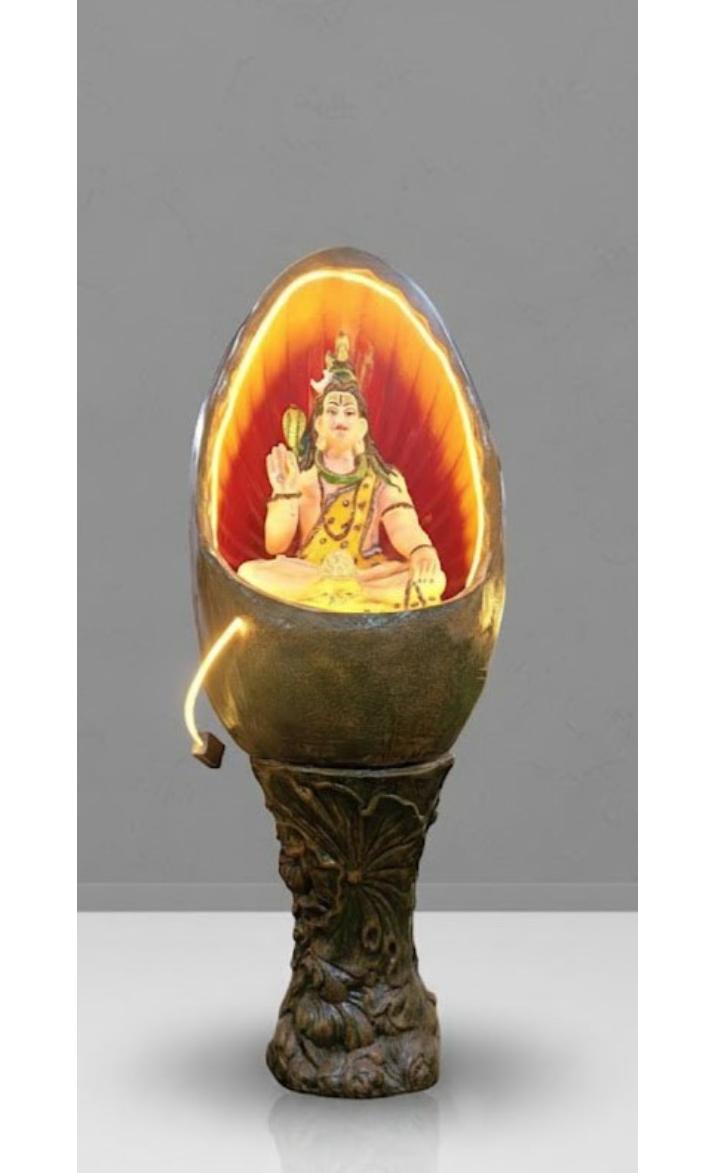 Oval Shiv Water Fountain 4 FT | with Stand Indoor Outdoor Garden Decor, with LED Lights and Water Pump