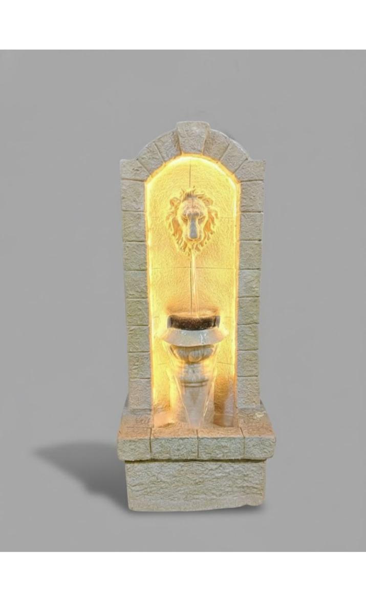 3.5ft Mini Lion Water Fountain for Home Decor | Indoor Tabletop Office | Lawn Balcony | Gift Gifting with LED Lights Water Pump | Lion Water Fountain(Beige)