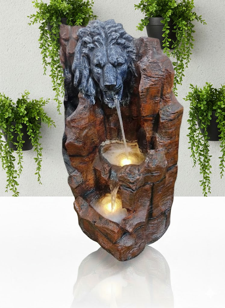 Lion Head Water Fountain 3 FT | with LED Lights