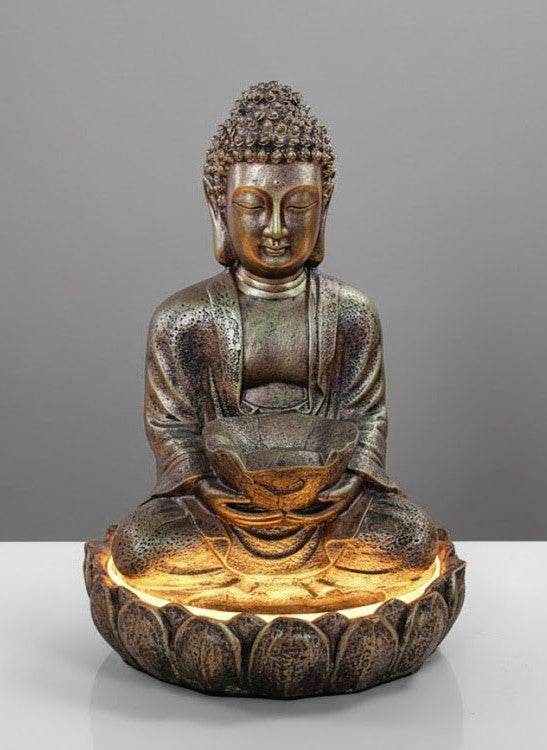 Lotus Buddha Water Fountain for Home, Indoor, Living Room, Big Size Fountain for Garden, for Home vastu, Buddha Fountain (Golden)