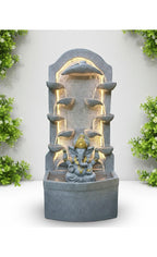 2.3feet Buddha Water Fountain with LED Lights | Indoor Outdoor Decorative Showpiece for Home, Office, Temple & Garden Decor(Off White)