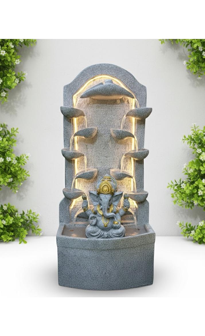2.3feet Buddha Water Fountain with LED Lights | Indoor Outdoor Decorative Showpiece for Home, Office, Temple & Garden Decor(Off White)
