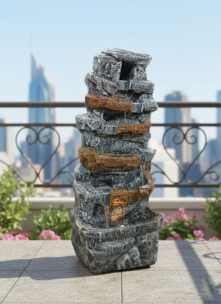 Classy Home Creation Antique Rock Fountain for Home, Office,Garden Decor Living Room Meditation Area | Big Size Floor Standing Fountain 40 Inches Double Spiral