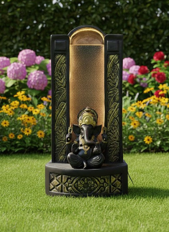 Slate Ganesha Water Fountain – Home & Garden Décor (Brown)