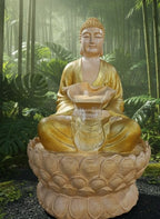 Lotus Buddha LED Waterfall Fountain – Home & Office Décor (Golden)