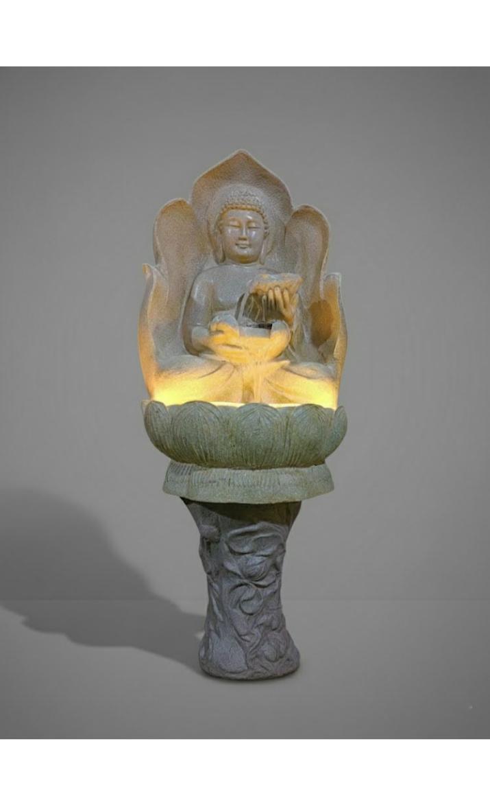 Lotus Buddha Water Fountain with Double Bowl Ð Indoor & Outdoor Fountain for Home, Living Room, Office & Garden DŽcor