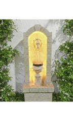 3.5ft Mini Lion Water Fountain for Home Decor | Indoor Tabletop Office | Lawn Balcony | Gift Gifting with LED Lights Water Pump | Lion Water Fountain(Beige)