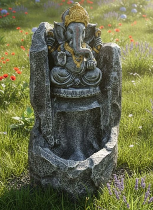 Big Ganesh Ji LED Fiber Water Fountain (42 Inch, Black)