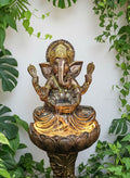 Lord Ganesha Lotus Water Fountain with LED Lights