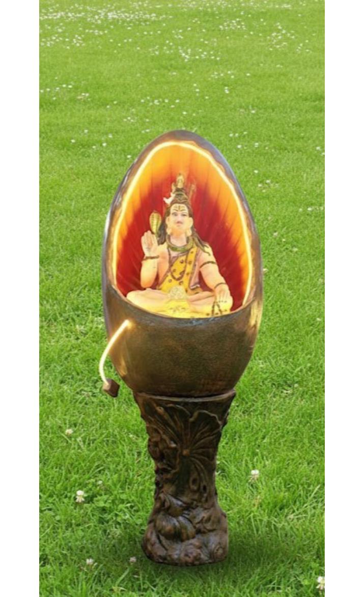 Oval Shiv Water Fountain 4 FT | with Stand Indoor Outdoor Garden Decor, with LED Lights and Water Pump