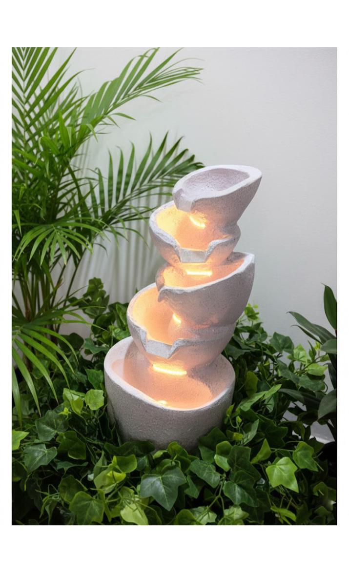5 Layer 2.4 feet Stacked Pot Water Fountain for Home, Office, Garden Beige Color