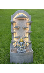 2.3feet Buddha Water Fountain with LED Lights | Indoor Outdoor Decorative Showpiece for Home, Office, Temple & Garden Decor(Off White)
