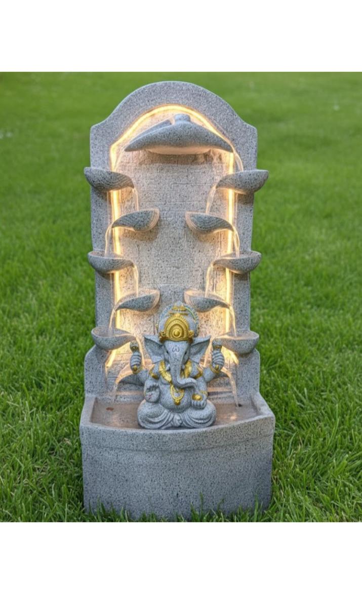 2.3feet Buddha Water Fountain with LED Lights | Indoor Outdoor Decorative Showpiece for Home, Office, Temple & Garden Decor(Off White)
