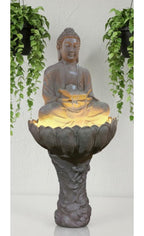 Lotus Buddha 4 FT |Water Fountain for Home, Indoor, Living Room, Big Size Fountain for Garden, for Home vastu, Buddha Fountain (White)