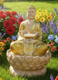 Lotus Buddha LED Waterfall Fountain – Home & Office Décor (Golden)