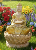 Lotus Buddha LED Waterfall Fountain – Home & Office Décor (Golden)