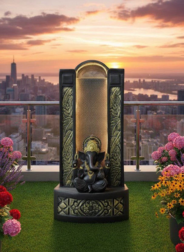 Slate Ganesha Water Fountain – Home & Garden Décor (Brown)