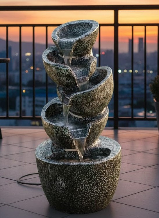 5 Layer 2.4 feet Stacked Pot Water Fountain