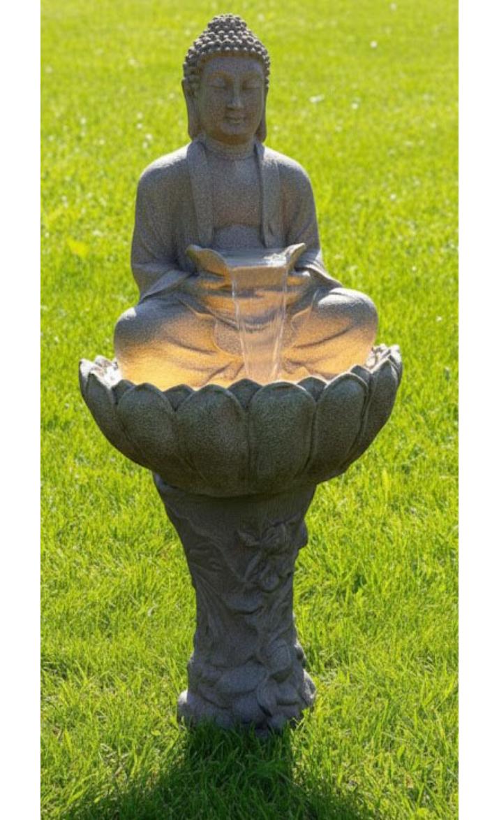 Lotus Buddha 4 FT |Water Fountain for Home, Indoor, Living Room, Big Size Fountain for Garden, for Home vastu, Buddha Fountain (White)