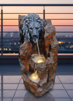 Lion Head Water Fountain 3 FT | with LED Lights