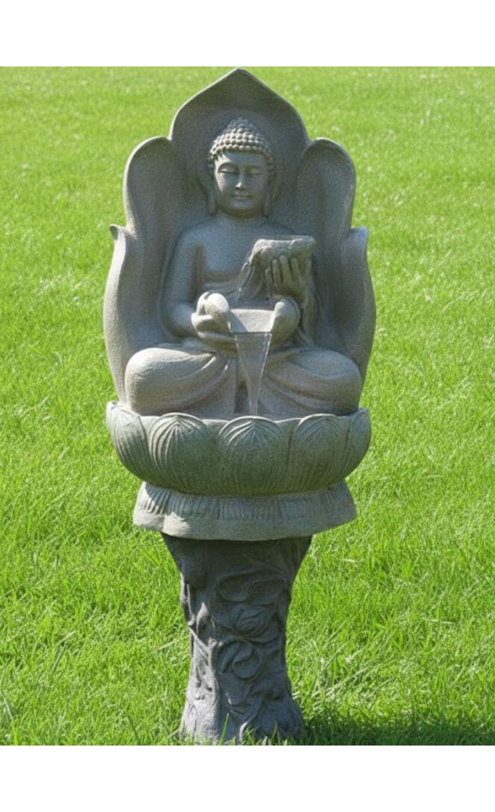 Lotus Buddha Water Fountain with Double Bowl Ð Indoor & Outdoor Fountain for Home, Living Room, Office & Garden DŽcor
