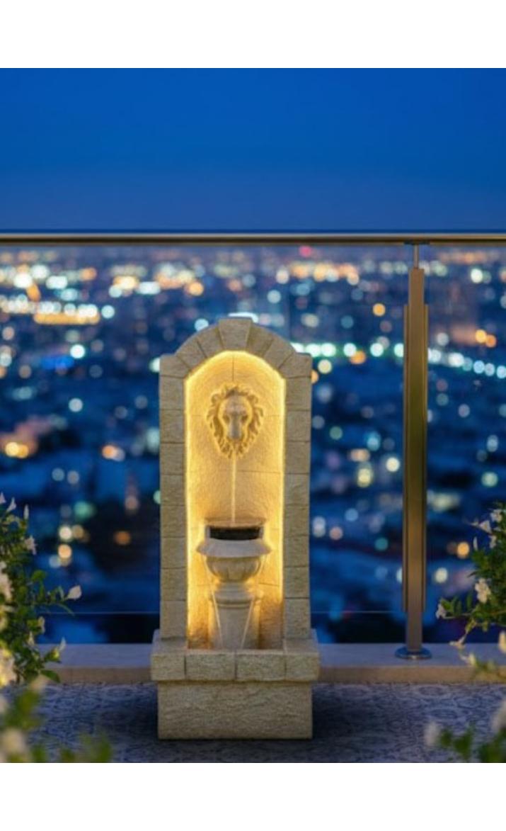 3.5ft Mini Lion Water Fountain for Home Decor | Indoor Tabletop Office | Lawn Balcony | Gift Gifting with LED Lights Water Pump | Lion Water Fountain(Beige)