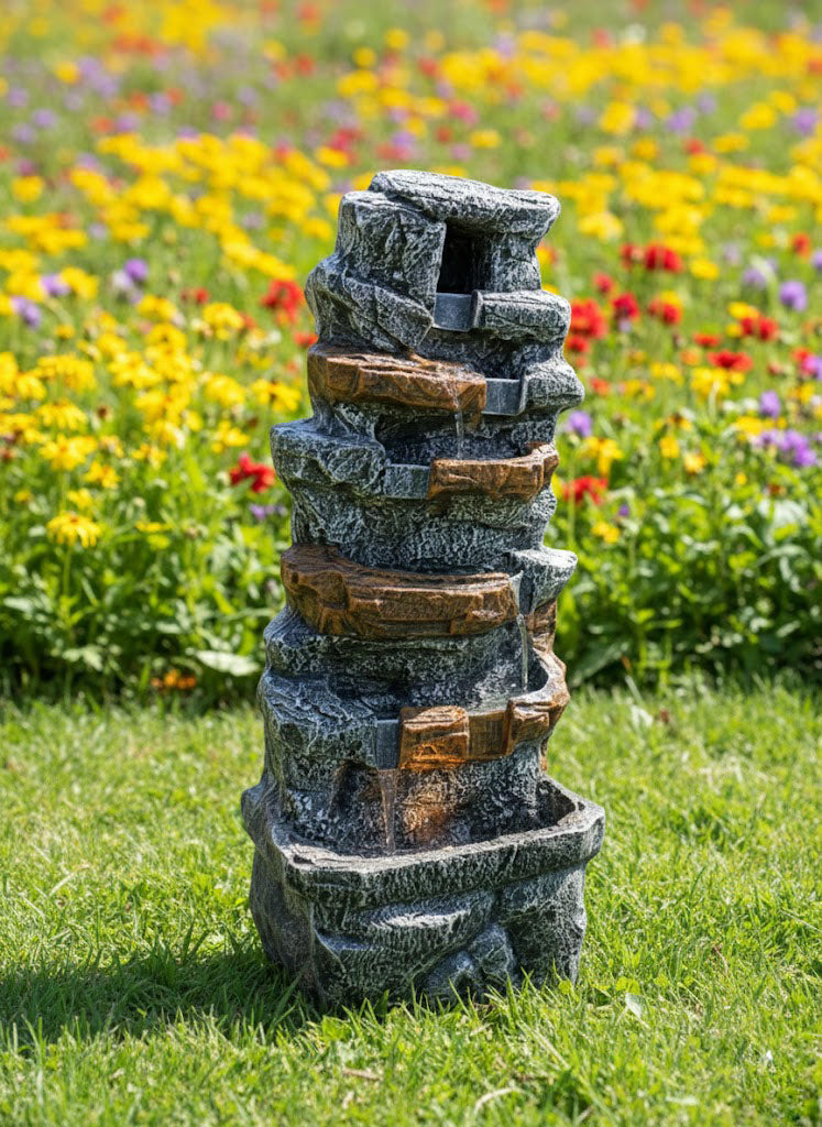 Classy Home Creation Antique Rock Fountain for Home, Office,Garden Decor Living Room Meditation Area | Big Size Floor Standing Fountain 40 Inches Double Spiral