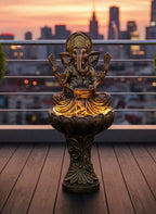 Lord Ganesha Lotus Water Fountain with LED Lights