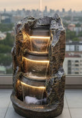 Rock Style 4-Tier Cascading Waterfall Fountain with LED