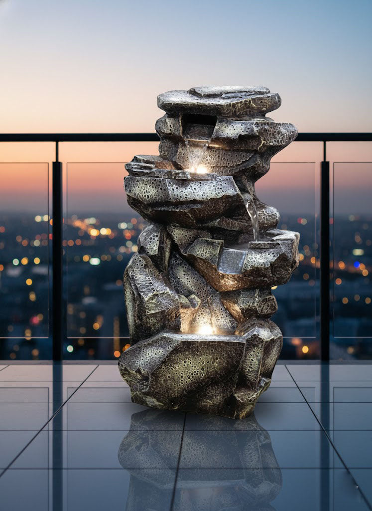 Stone Look Fiber Fountain for Home Decor