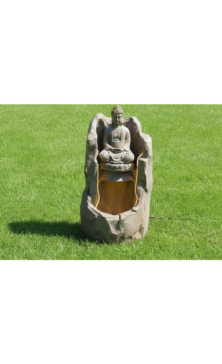 2.3feet Buddha Water Fountain with LED Lights | Indoor Outdoor Decorative Showpiece for Home, Office, Temple & Garden Decor(Off White)