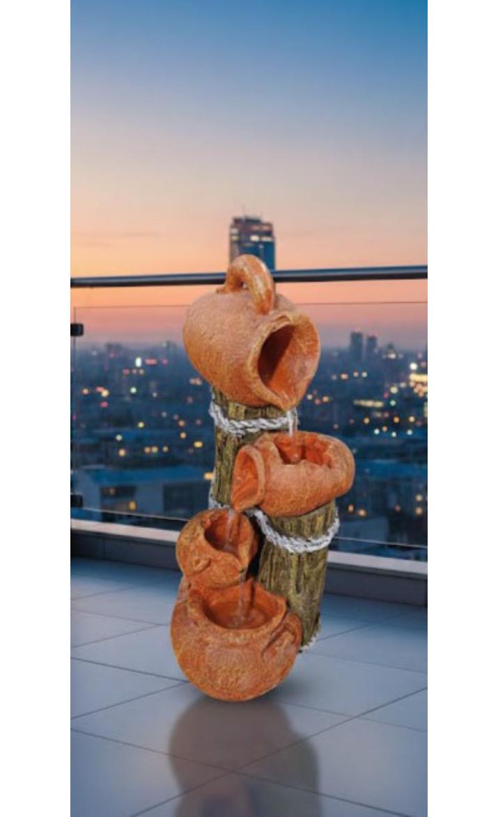 2.8 Feet Rassi Matka Water Fountain with LED Light- Indoor Outdoor Decorative Waterfall Feature with Sanskrit Shloka Design for Home, Office & Hotel Decor