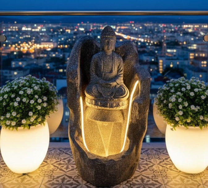 2.3feet Buddha Water Fountain with LED Lights