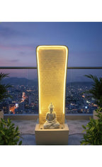 3feet Water Fountain Cream Buddha Garden Water Fountain Indoor Outdoor Fountain for Home Office Living Room Decor with LED Lights and Water Pump