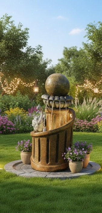 Modern Piller Design with Duck and Ball Fiber Water Fountain