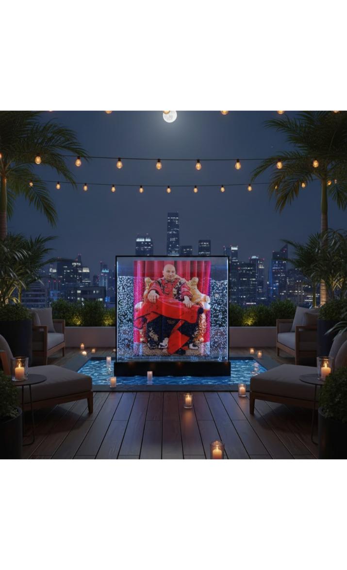 LED Bubble Wall Water Fountain Panel with Customized Photo Frame Ð Indoor Decorative Water Feature with Changing Lights for Home, Office & Gift DŽcor