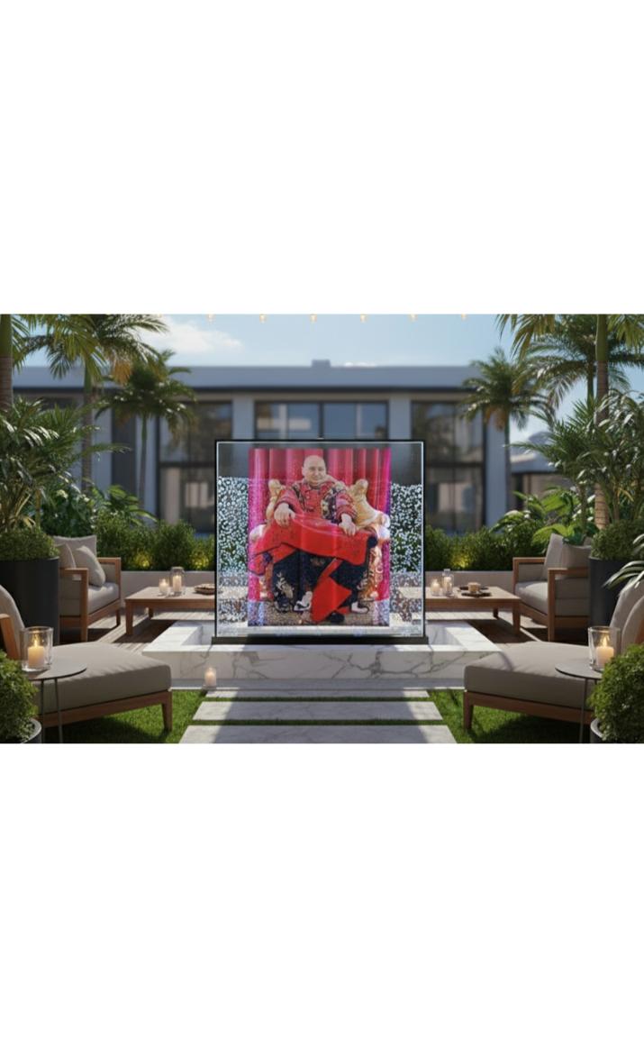 LED Bubble Wall Water Fountain Panel with Customized Photo Frame Ð Indoor Decorative Water Feature with Changing Lights for Home, Office & Gift DŽcor
