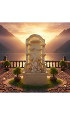 Water Fountain Outdoor Big Size Garden Buddha Face Wall Fountain, Terracotta Finish, 3.3 Feet with Led Lights Water Pump