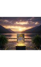 Outdoor Big Size Garden Buddha Face Wall Fountain, Terracotta Finish, 3.3 Feet with Led Lights Water Pump