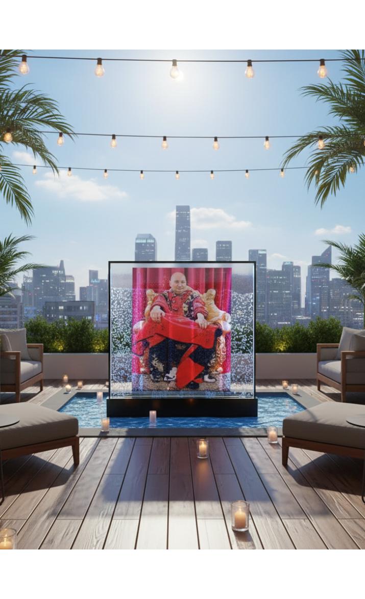LED Bubble Wall Water Fountain Panel with Customized Photo Frame Ð Indoor Decorative Water Feature with Changing Lights for Home, Office & Gift DŽcor