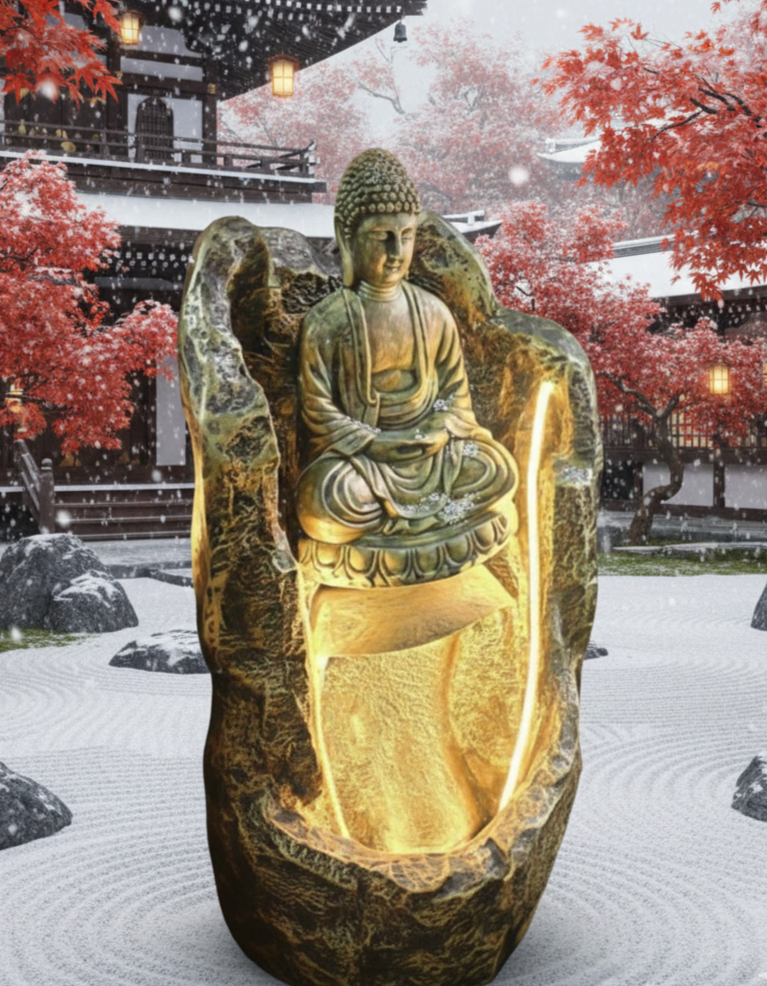 Buddha LED Water Fountain – Home & Garden Décor (Golden)