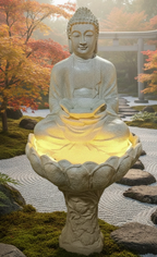 White Buddha Resin Water Fountain – Table Top Home Décor (64 cm)